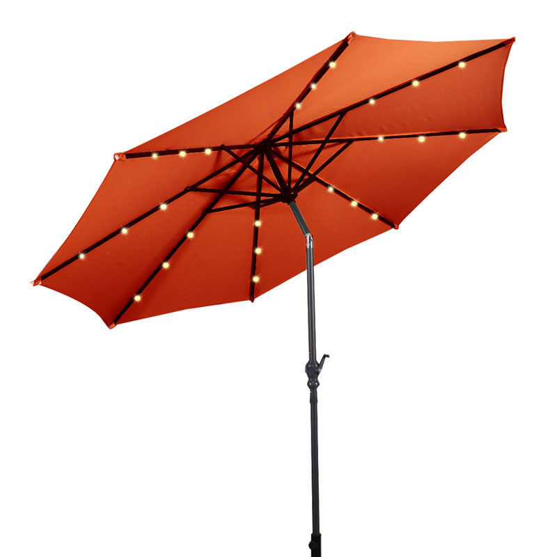 Outdoor 9 FT Offset Patio Umbrella with Solar LED Light