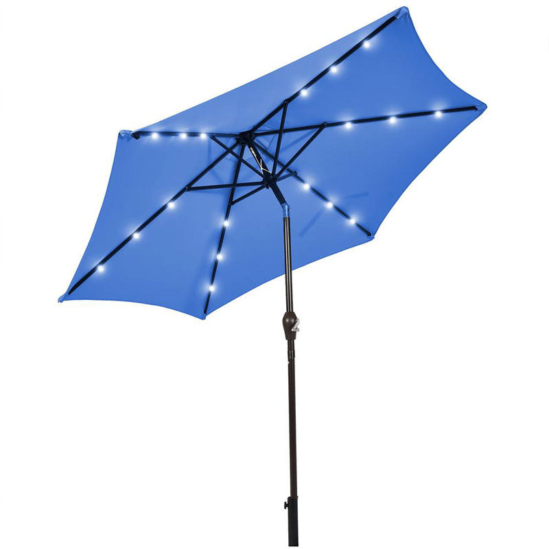 Outdoor 9 FT Offset Patio Umbrella with Solar LED Light