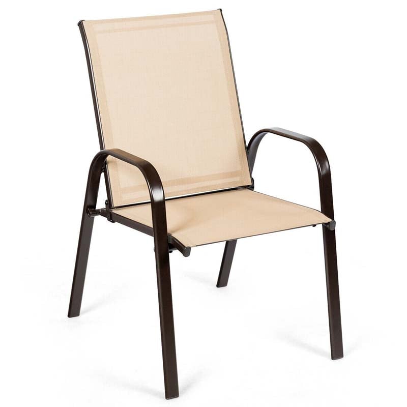 2 PCS Patio Chairs Outdoor Dining Chairs with Breathable Fabric & Steel Frame