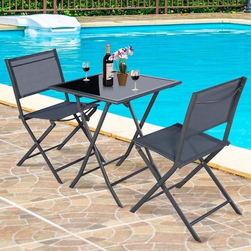 Patio 3 Piece Bistro Set Outdoor Bistro Table Set Folding Porch Furniture