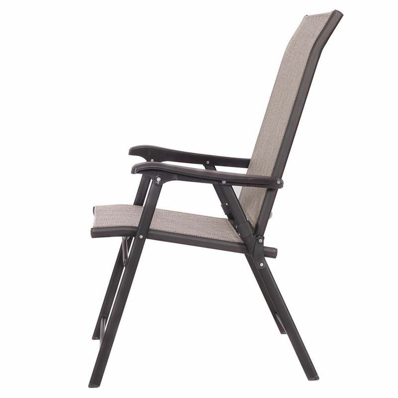 2 Pieces Patio Chairs Folding Sling Chairs Portable Lawn Chair with Armrest