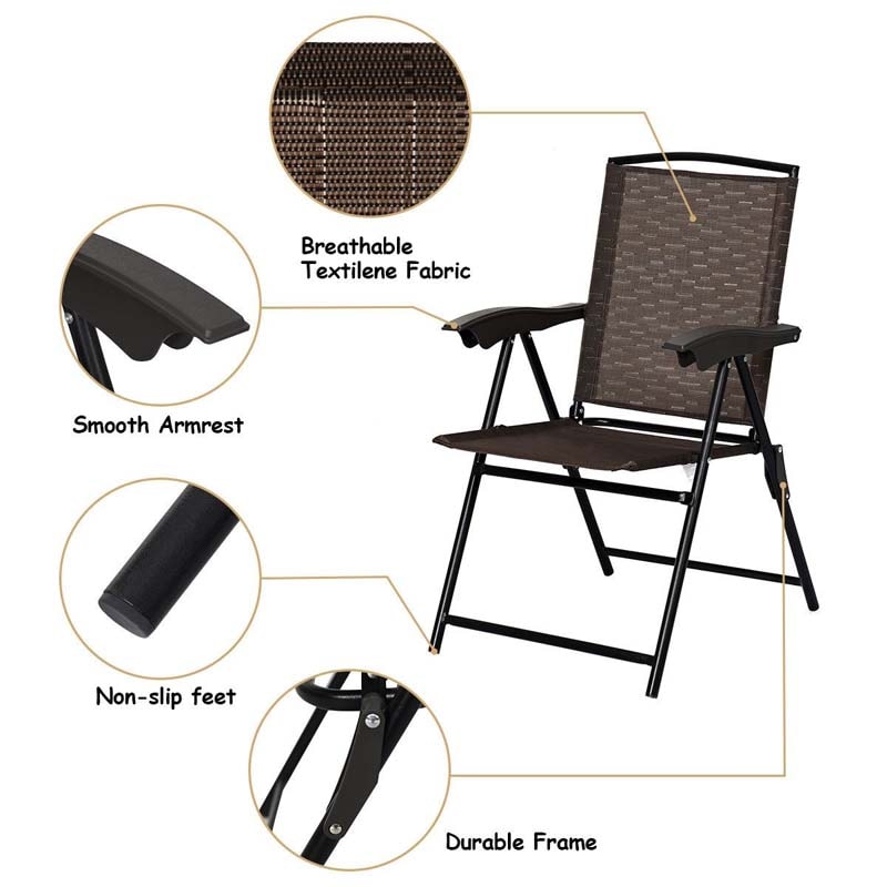 2 pcs Outdoor Folding Chairs Patio Seating Foldable Chairs