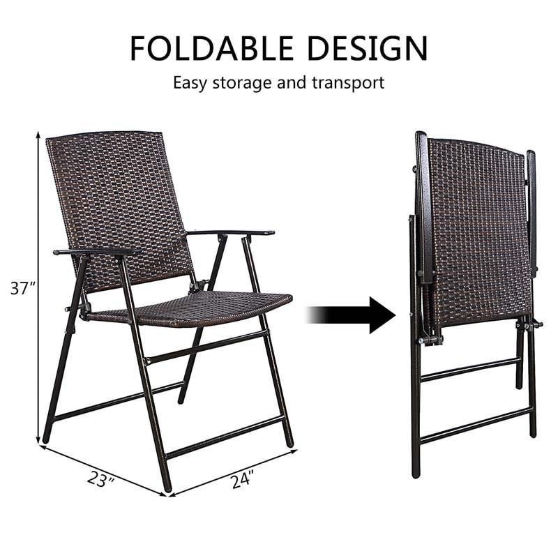 4 Pcs Folding Patio Rattan Chairs Outdoor Armchairs with Armrest