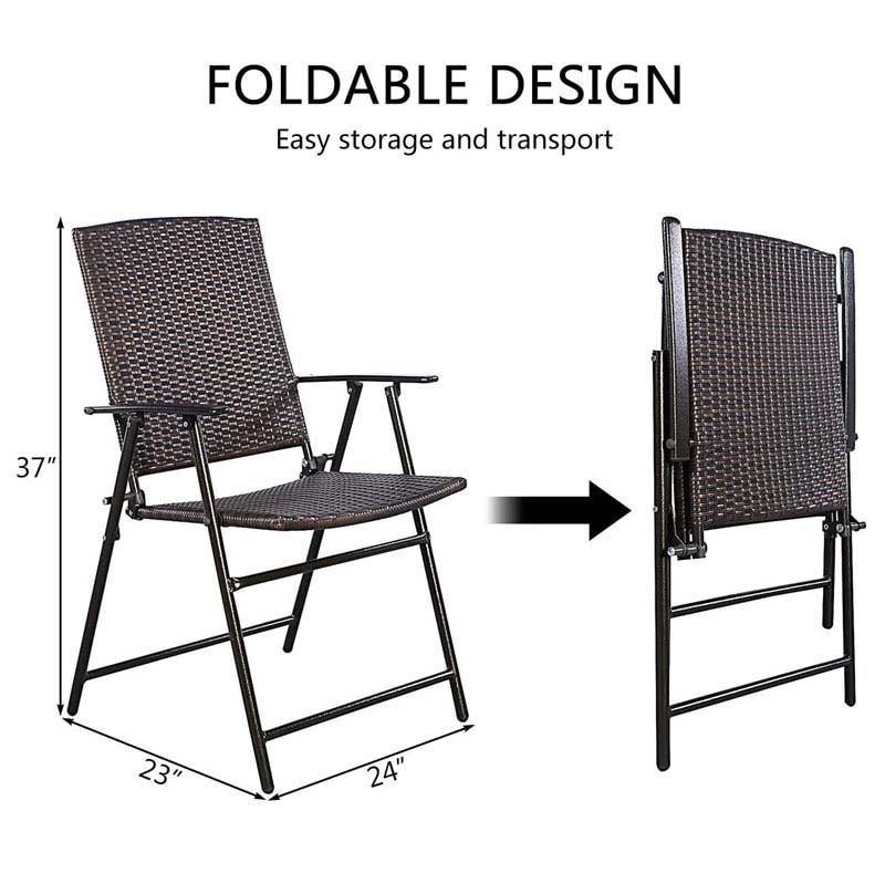 4 Pcs Patio Rattan Folding Dining Chairs