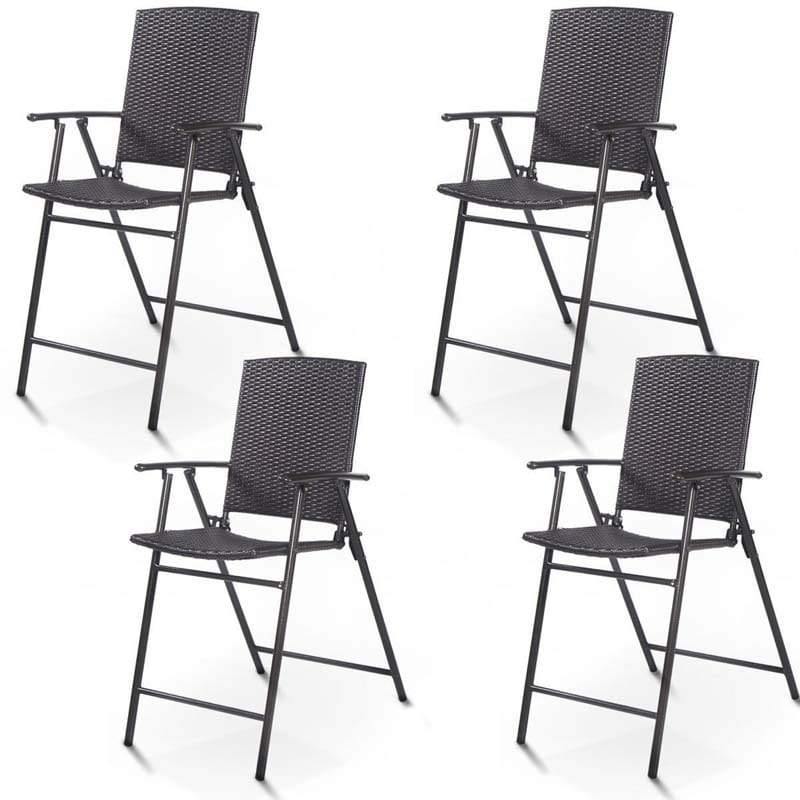 4 Pcs Patio Rattan Folding Dining Chairs