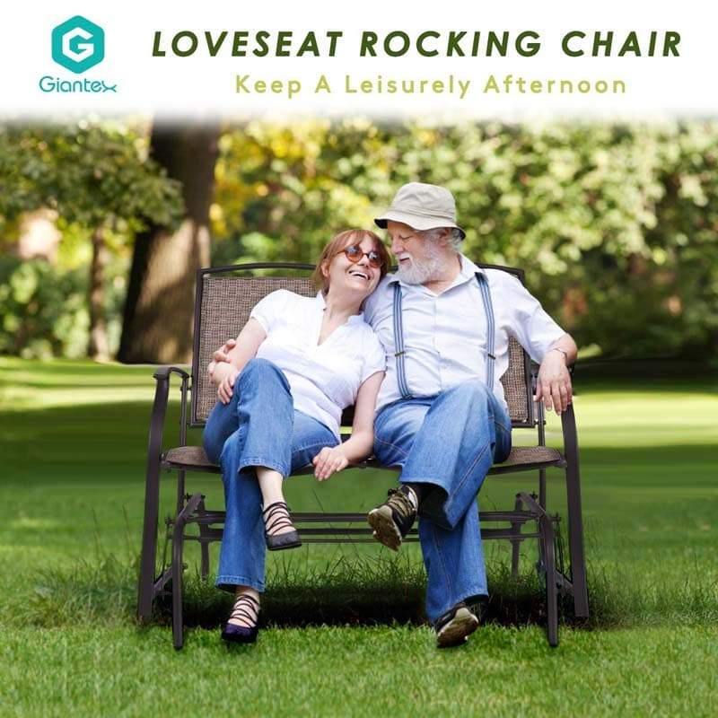 2 Person Outdoor Glider Rocking Bench Patio Loveseat Armchair