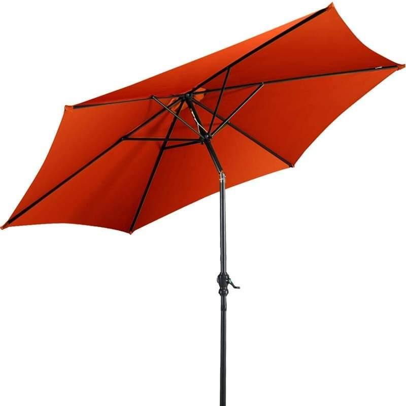 10FT Patio Umbrella 6 Ribs Tilt Crank Outdoor Umbrella