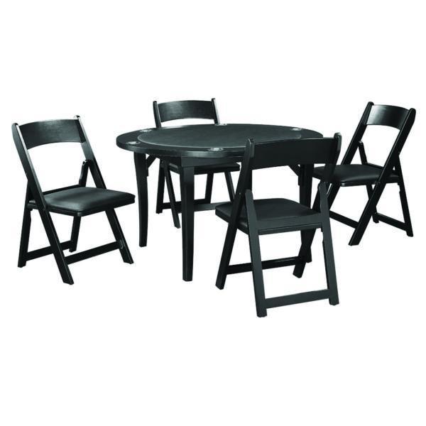 RAM Game Room 48" Folding Poker and Multi-Use Game Table Set with 4 Chairs - Black - ElitePlayPro