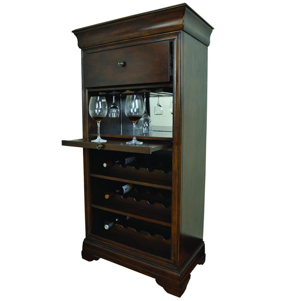 RAM Game Room Bar Cabinet w/ Wine Rack - Cappuccino - ElitePlayPro