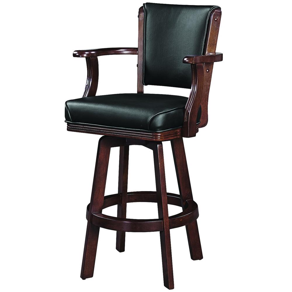 RAM Game Room Swivel Barstool with Arms - Cappuccino - ElitePlayPro