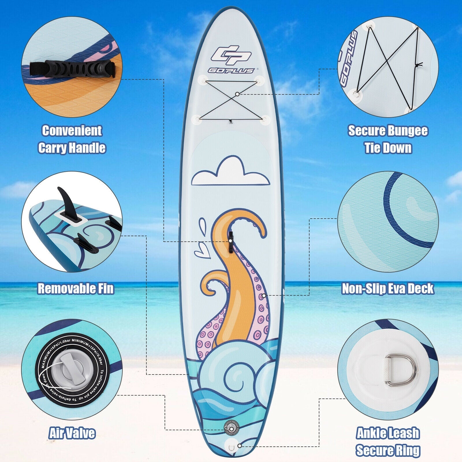 Inflatable Stand Up Paddle Board Surfboard with Aluminum Paddle Pump