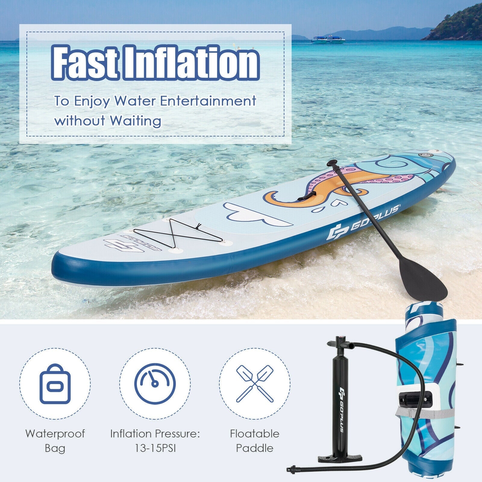 Inflatable Stand Up Paddle Board Surfboard with Aluminum Paddle Pump