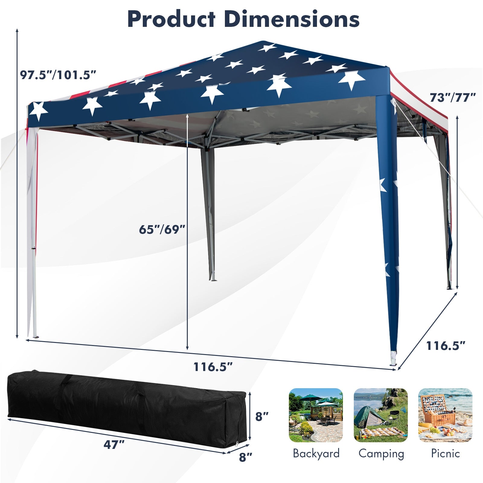 10’ x 10’ Pop-up Canopy Tent Gazebo Canopy for Outdoor Garden