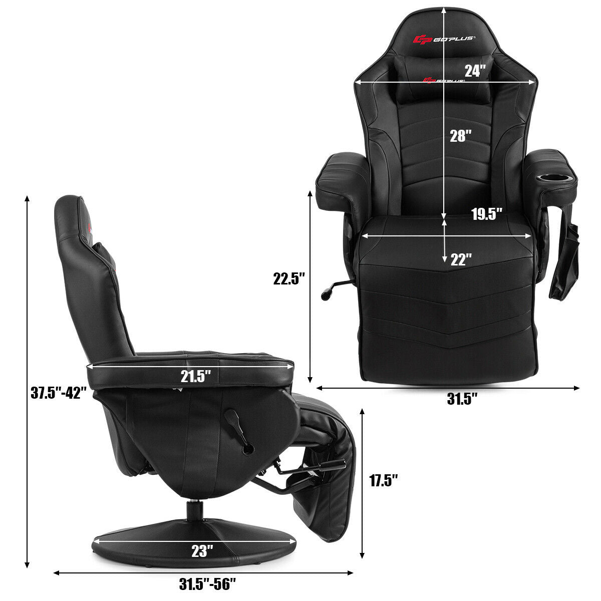 Ergonomic Massage Gaming Chair Gaming Recliner with Pillow and Adjustable Backrest