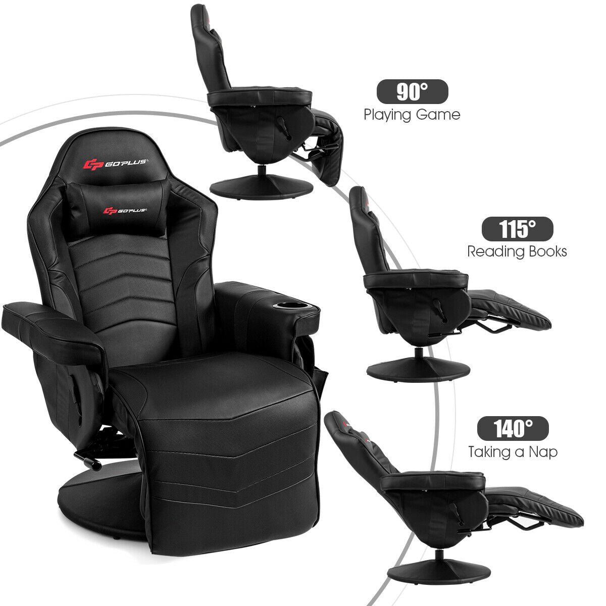 Ergonomic Massage Gaming Chair Gaming Recliner with Pillow and Adjustable Backrest