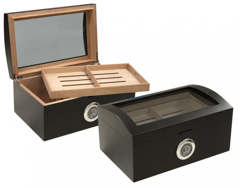 Prestige Import 14" Desktop Cigar Humidor with Tinted Glass Top