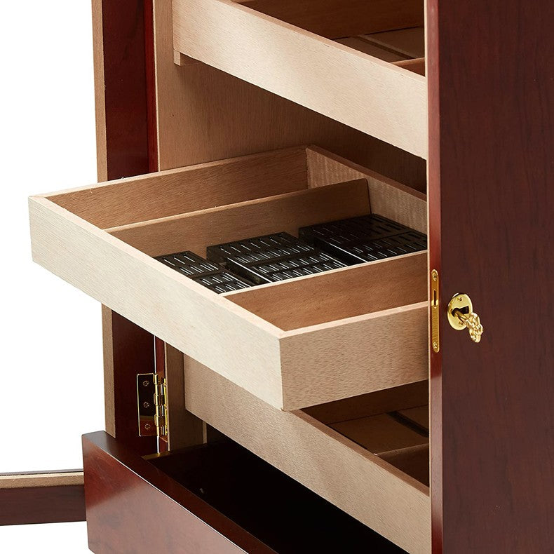 Prestige Import 18" Mahogany Finish Cigar Count Humidor Cabinet Table with 600 Cigar Capacity