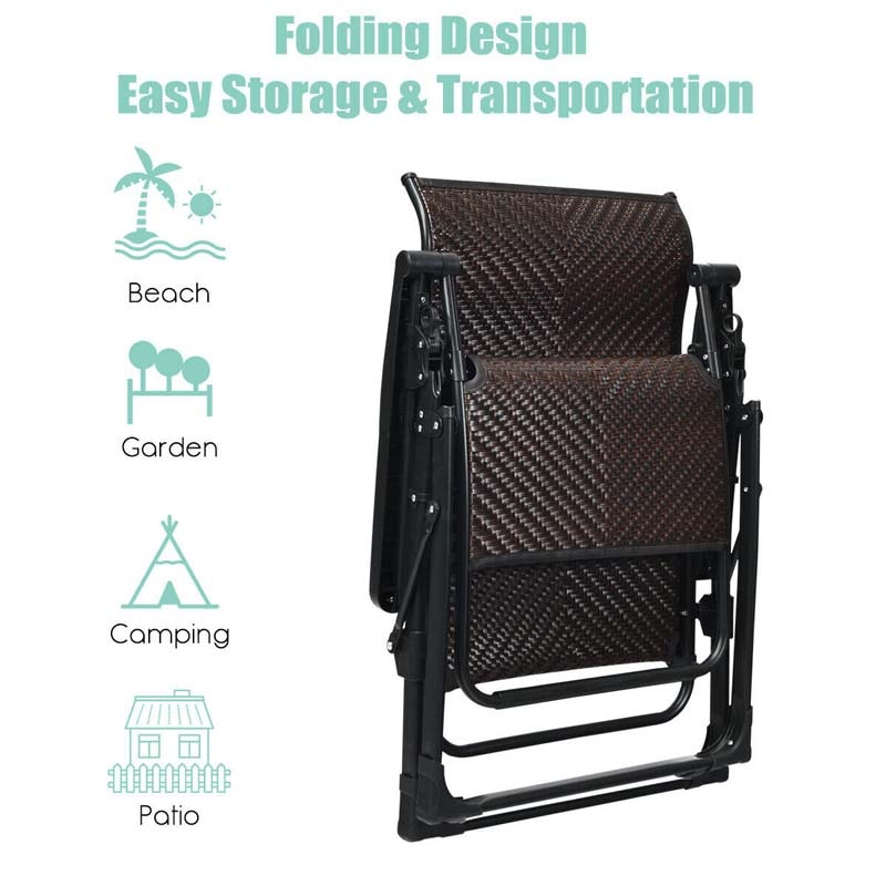 Patio Rattan Zero Gravity Lounge Chair